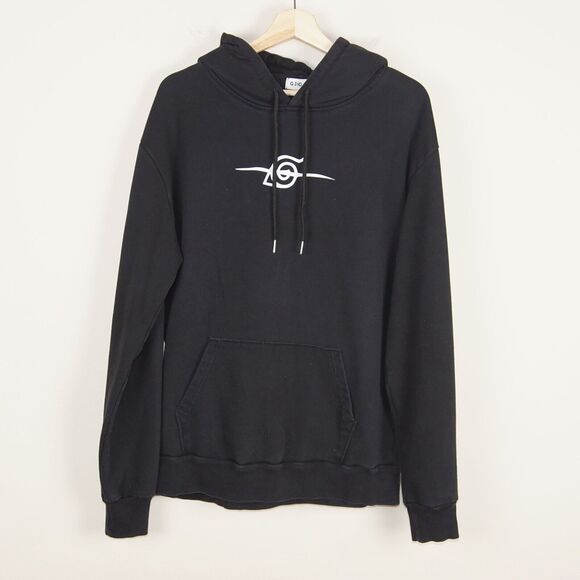 Gjio Bain Itachi Naruto Black Terry Oversized Hoodie Mens Sweatshirt Sz L - Picture 1 of 8